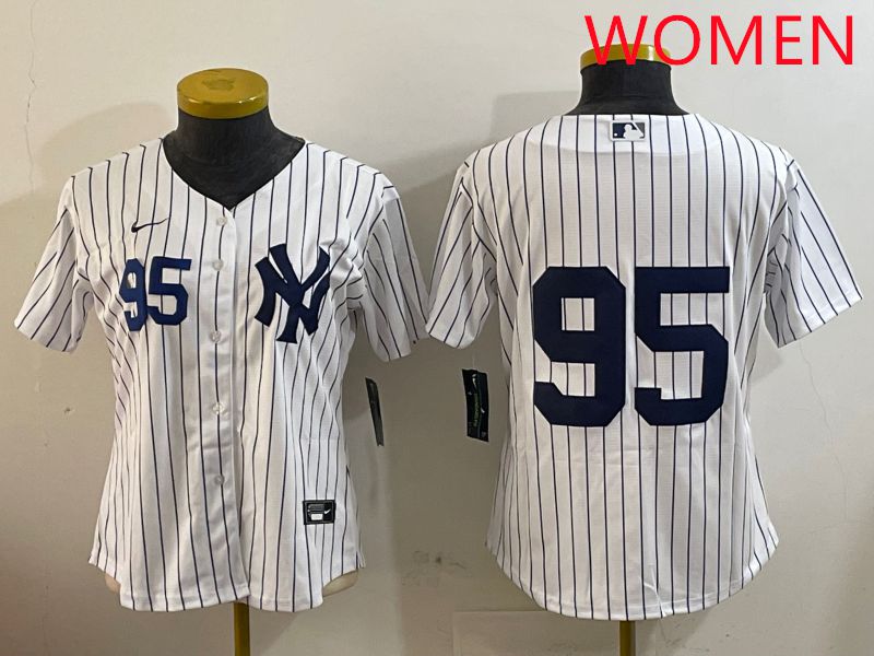 Women New York Yankees #95 No Name White Stripe Game 2025 Nike MLB Jersey style 5
